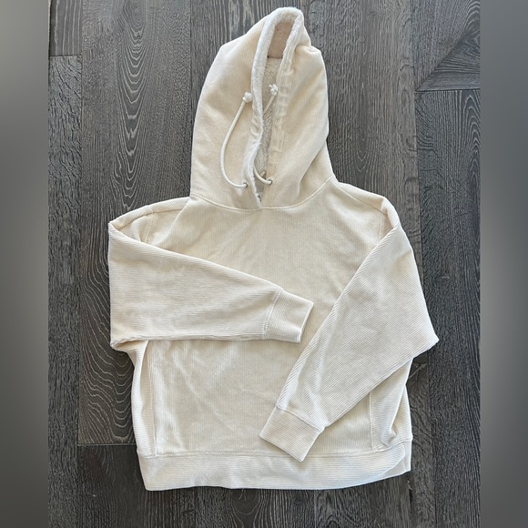 Lou & Grey Cream Corduroy Hooded Sweatshirt. Size Small - Picture 5 of 9